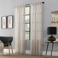 Clean Window Clean Window Aso Twill Stripe Anti-Dust Linen Blend Sheer Curtain Panel