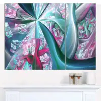 Design Art 'Blue Pink Fractal Plant Stems' Graphic Art Print Multi-Piece Image on Canvas