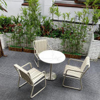 Hokku Designs Courtyard Aluminum Alloy Rock Plate Table And Chair Outdoor Outdoor Rust-Proof Design Dining Chair Tea Tab