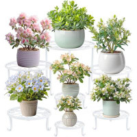 Arlmont & Co. 7 Pack Plant Stand Outdoor Indoor, Rustproof Iron Flower Pot Stand Holder, Plant Floor Stand Heavy Duty Pl