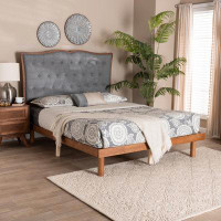Red Barrel Studio Baxton Studio Elitia Classic And Traditional Grey Fabric And Walnut Brown Finished Wood  Platform Bed