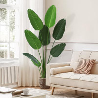 Primrue Artificial Monstera Deliciosa Plant, Faux Monstera Tropical Palm Tree With Pot For Home Decor Indoor Living Room