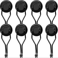 Rebrilliant Magnetic Hooks Heavy Duty, Strong Swivel Magnet Hooks For Hanging, 60Lbs Black Magnetic Hooks For Grill, Cru