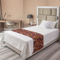 Bungalow Rose Bungalow Rose East Bed Runner, Ethnic Floral Theme Oriental Paisley Patterns With Plants Motif In Warm Ton