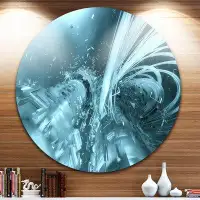 Made in Canada - Design Art 'Fractal 3D Light Blue Collision' Graphic Art Print on Metal