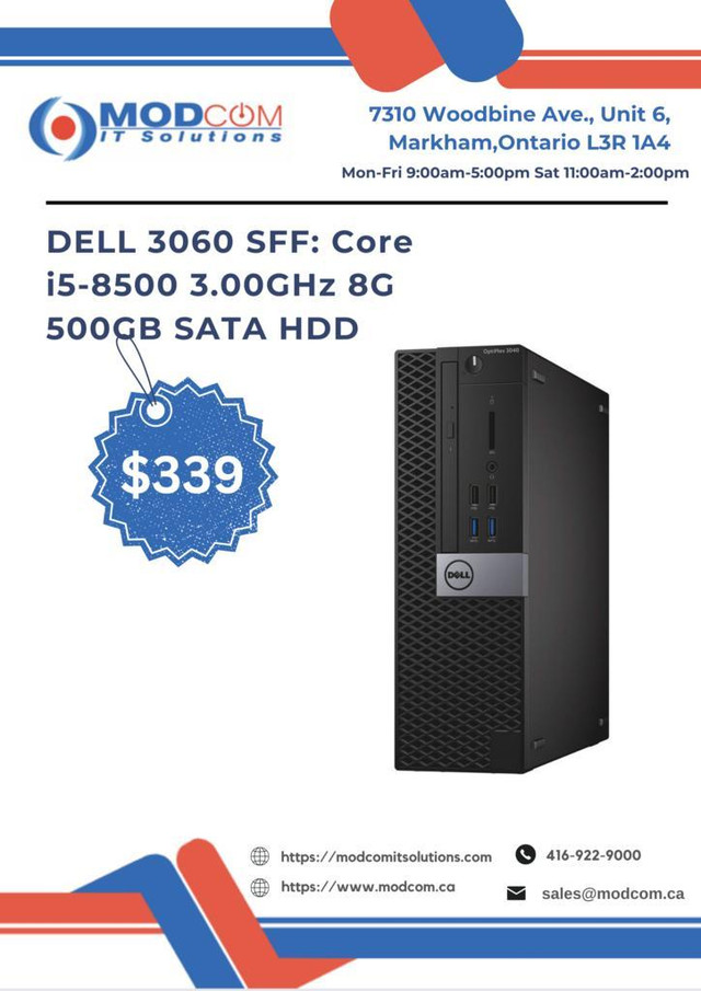 DELL 3060 SFF: Core i5-8500 3.00GHz 8G 500GB SATA HDD PC OFF LEASE For SALE!!! in Desktop Computers