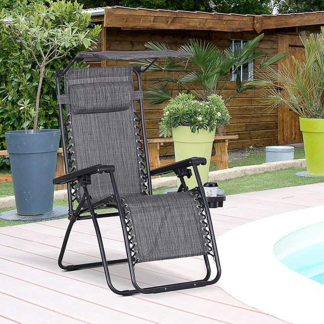 Zero Gravity Chair 35.5" x 26.5" x 43.25" Dark Grey in Patio & Garden Furniture