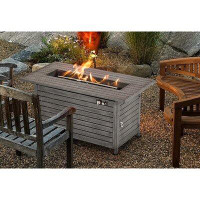 Loon Peak Loon Peak® Outdoor Fire Pit Table With Fire Glass,Lid,Cover