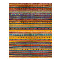 Isabelline One-of-a-Kind Hand-Knotted New Age 7'10" x 10'3" Wool Area Rug in Red/Brown/Orange