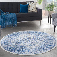 Bungalow Rose Concow Geometric Blue/White Area Rug