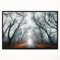 East Urban Home 'Mystic Road in Forest' Floater Frame Photograph on Canvas