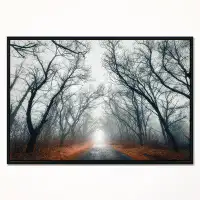 East Urban Home 'Mystic Road in Forest' Floater Frame Photograph on Canvas