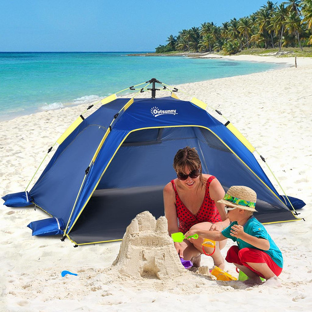 Beach Tent 86.6" L x 68.1" W x 47.2" H Dark Blue in Fishing, Camping & Outdoors