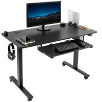Vivo VIVO Electric Mobile Sit Stand Desk With Hooks And Keyboard Tray