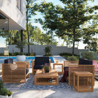Joss & Main Carlsbad 6-Piece Teak Wood Outdoor Patio Outdoor Patio Set