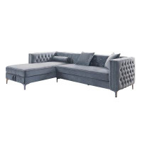 Rosdorf Park 2Pc Sectional With Right Side Storage Chaise, Grey Velvet