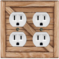 WorldAcc Metal Light Switch Plate Outlet Cover (Biege Fence - Double Duplex)