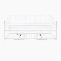 Williston Forge Metal Daybed with Twin Size Adjustable Trundle, Portable Folding Trundle
