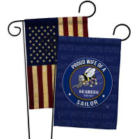 Breeze Decor Seabees Proud Wife Sailor Garden Flags Pack Navy Armed Forces Yard Banner 13 X 18.5 Inches Double-Sided Dec