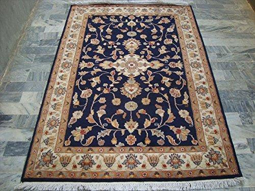 Mid Night Blue Hot Ivory Touch Medallion Rectangle Area Rug Hand Knotted Wool Silk Carpet (6 X 4)' in Rugs, Carpets & Runners