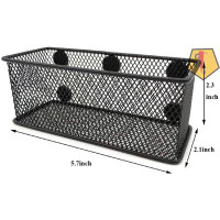 GN109 Magnetic Pencil Holder Set Of 3 - Black Wire Mesh Storage Baskets Organizer With Strong Magnets - Perfect For Whit