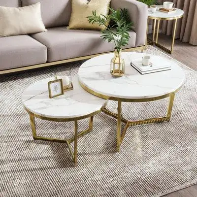 This modern round nesting coffee table set is ideal for home decor with its unique design and high q...