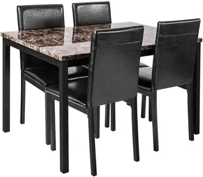NEW 5 PCS FAUX MARBEL DINING TABLE &amp; 4 CHAIRS CS445B