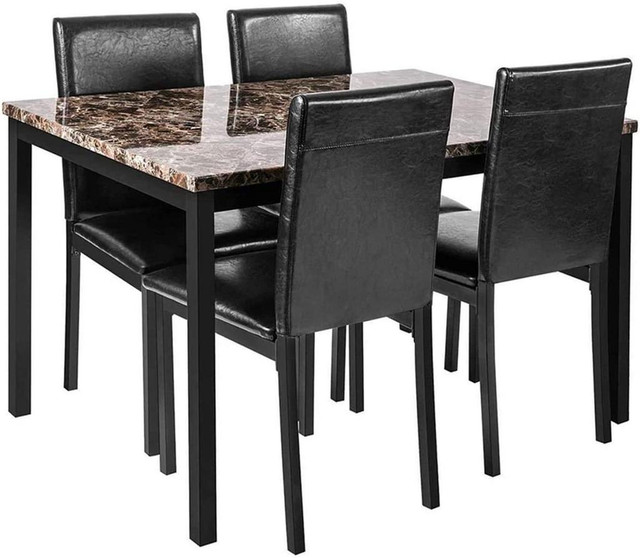NEW 5 PCS FAUX MARBEL DINING TABLE & 4 CHAIRS CS445B in Other in Alberta