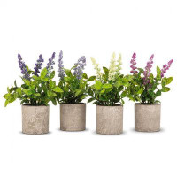 Primrue Set Of 4 Spiky Flowering Plant Pot Faux Plants And Trees