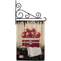 Breeze Decor Ruby Red Country Apple - Impressions Decorative Metal Fansy Wall Bracket Garden Flag Set GS117046-BO-03