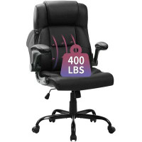 Hokku Designs Marixsa Big And Tall Office Chair 400LBS Wide Seat Ergonomic Computer Desk Chair High Back Executive Leath