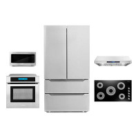 Cosmo 5 Pieces Kitchen Package with French Door Refrigerator & 36" Electric Cooktop & Wall Oven