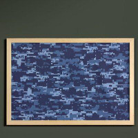 East Urban Home Ambesonne Camo Wall Art With Frame, Retro Composition Of Grunge Camouflage Pattern Print In Modern Blue