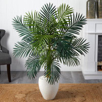 Bayou Breeze Artificial Golden Cane Floor Palm Tree in Stone Planter