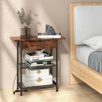 17 Stories 17 Storeys 2pcs End Table With Charging Station Flip Top Side Table With Usb Ports & Outlets Narrow Sofa Side