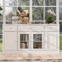 Red Barrel Studio 4-Door 3-Drawer Cabinet With White Finish