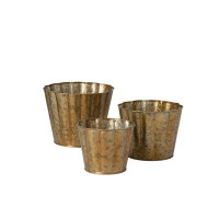 Gracie Oaks Gatlinburg 3-Piece Metal Pot Planter Set