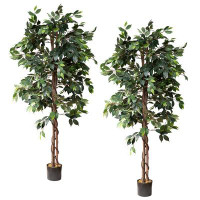 Primrue Artificial Trees For Home Decor Indoor, Fake Plants & Faux Plants Indoor, Fake Plants Tall Ficus Tree Artificial