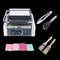 CNCEST Commercial Sandwich Press Grill Griddle Panini Maker Smooth Flat Surface Steak Single Panini