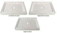 32x32 High Gloss Acrylic Single or Double Threshold Shower Base with Center or Corner Drain   FTS