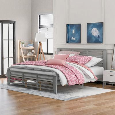 Winston Porter Platform Bed With Horizontal Strip Hollow Shape in Beds & Mattresses