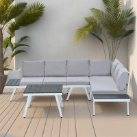 Hokku Designs Industrial 5-Piece Aluminum Outdoor Patio Furniture Set