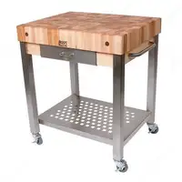 24x30 Stainless Steel and Maple Butcher Block Table ( 4 inches Thick! )  Antibacterial Oil Finished