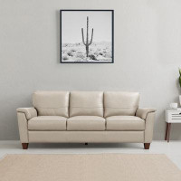 A&J Homes Studio 84.6" Genuine Leather Pillow Top Arm Sofa