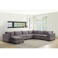 Latitude Run® 7 Piece Modular Sectional Sofa Chaise In Dark Grey