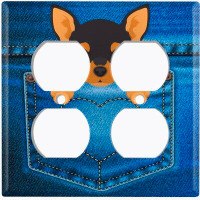 WorldAcc Metal Light Switch Plate Outlet Cover (Cute Puppy Dog Chihuahua Jean Pocket    - Single Toggle)
