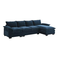 Brayden Studio New 118*55'' Modern L-shaped Chenille Cloud Sofa: 5-seat With Double Cushions, Sleeper Couch & Chaise Lou