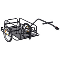FOLDING BICYCLE CARGO TRAILER UTILITY BIKE CART CARRIER GARDEN PATIO TOOL WITH HITCH BLACK