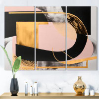 Design Art Pink And Gold Art Deco I - Modern Canvas Wall Art Set