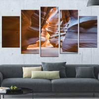 Design Art 'Antelope Canyon Glow Inside' 5 Piece Graphic Art on Wrapped Canvas Set
